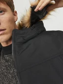 Jack Jones Erkek Kapüşonlu Outdoor Parka  Siyah Mont 12235858S - 6