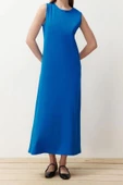 Moda Regular Casual Günlük Süprem Örme Bisiklet Yaka Kolsuz Kol Basic Maxi Boy Tesettür Elbise - 2