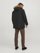 Jack Jones Erkek Kapüşonlu Outdoor Parka  Siyah Mont 12235858S - 3
