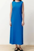Moda Regular Casual Günlük Süprem Örme Bisiklet Yaka Kolsuz Kol Basic Maxi Boy Tesettür Elbise - 1