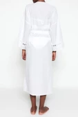 Moda Dokuma Regular Kalıp Uzun V Yaka Standart Kol Crinkle Basic Düz Desen Kimono Kaftan - 4