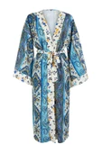 Moda Dokuma Regular Kalıp Uzun Kruvaze Standart Kol Shally Kruvaze Soyut Desen Kimono Kaftan - 6