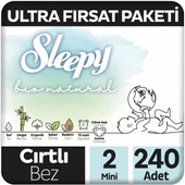 Sleepy Bio Natural Ultra Fırsat Paketi Bebek Bezi 2 Numara Mini 240 Adet thumbnail 1