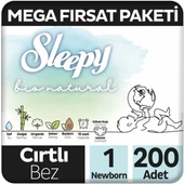 Sleepy Bio Natural Mega Fırsat Paketi Bebek Bezi 1 Numara Newborn 200 Adet thumbnail 1