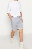 Moda Örme Geniş Paça Gündelik Regular Normal Kesim Orta Boy Lastik Belli Bağcıklı Duble Paça Şort - 6