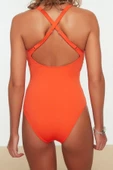 Kadın Moda Atma Kap Askılı Brief Yaka Nar Çiçeği Sırt Dekolteli Regular Mayo - 4
