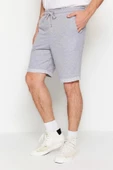 Moda Örme Geniş Paça Gündelik Regular Normal Kesim Orta Boy Lastik Belli Bağcıklı Duble Paça Şort - 2