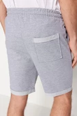 Moda Örme Geniş Paça Gündelik Regular Normal Kesim Orta Boy Lastik Belli Bağcıklı Duble Paça Şort - 5
