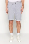 Moda Örme Geniş Paça Gündelik Regular Normal Kesim Orta Boy Lastik Belli Bağcıklı Duble Paça Şort - 1