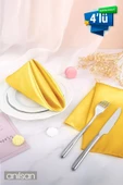 4’lü %100 Pamuk Kumaş Peçete Sarı 50x50 Cm Mutfak Bezi Sofra Sunum Servis Peçetesi - 1