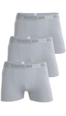 Mercan 3'lü Erkek Pamuklu Likralı Premium Esnek Kumaş Gri Boxer - 1