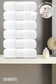 6'lı Beyaz Bordürlü El Havlusu - 50x90 Cm, 250 Gr, %100 Pamuk, Spa Ve Otel Havlusu - 1