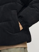 Jack Jones Erkek Rüzgar Geçirmez  Siyah Kadife Puffer Mont 12260464S thumbnail 4