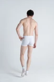 Mercan 3'lü Beyaz Pamuklu Likralı Premium Esnek Kumaş Erkek Boxer - 4