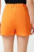 Moda Dokuma Yüksek Bel Dar Paça Gündelik Fuşya Çift Yırtmaçlı Süper Mini Dokuma Şort Etek - 6
