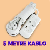 Topraklı Grup Priz Kablolu 2'li Fiş Çoğaltıcı 5 Metre Çoklu Asmalı Uzatma Kablosu Anahtarsız - 2