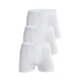 Mercan 3'lü Beyaz Pamuklu Likralı Premium Esnek Kumaş Erkek Boxer - 1