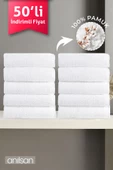 50'li Beyaz El Havlusu - 50x90 Cm, 225 Gr, %100 Pamuk, Spa Ve Otel Havlusu, Günlük Kullanıma Uygun - 1