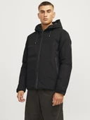 Jack Jones Erkek Su Geçirmez Softshell Siyah  Geçiş Ceketi 12260486S - 4