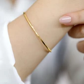 25 gr(gram) 22 Ayar Oluklu Ajda İşçiliksiz  Bilezik thumbnail 2