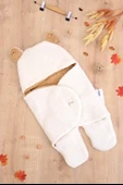 Kız Erkek Bebek Krem Peluş Lüks Anakucağı Kundak STL6785 - 1