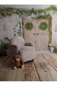 Holm Ev Design Peluş Kumaş Ahşap Ayaklı Çocuk Bebek Koltuğu Berjer - 2