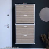 Modilayn UMAY' 2 Li Asma Antre Hol 72x156x25, 5 cm’ lik 4 Düşer Kapak 8 Raf Bölmeli Ayakkabılık - 1