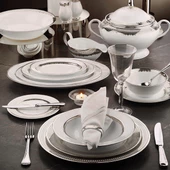 Evaliza Crown 60 Parça 12 Kişilik Yemek Takımı - Platin thumbnail 1