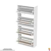 Modilayn UMAY' 2 Li Asma Antre Hol 72 x 148 x 25,5 cm’ lik 4 Düşer Kapak 8 Göz Bölmeli Ayakkabılık - 7