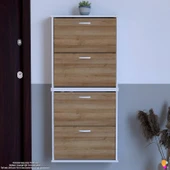 Modilayn UMAY' 2 Li Asma Antre Hol 72 x 148 x 25, 5 cm’ lik 4 Düşer Kapak 8 Göz Bölmeli Ayakkabılık - 3