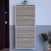 Modilayn UMAY' 2 Li Asma Antre Hol 72 x 148 x 25,5 cm’ lik 4 Düşer Kapak 8 Göz Bölmeli Ayakkabılık - 3