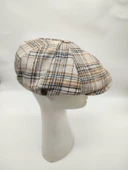 Çizgili Modern Erkek Klasik Kasket Krem Renk thumbnail 7