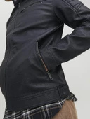 Jack Jones Erkek   Rocky  Siyah Deri Ceket 12147218S - 6