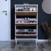 Modilayn VARBİ Antre Hol 72 x 127x 25, 5 cm’ lik 3 Düşer Kapak 6 Göz Raf Bölmeli Ayakkabılık - 3