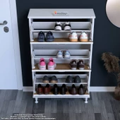 Modilayn VARBİ Antre Hol 72 x 127x 25, 5 cm’ lik 3 Düşer Kapak 6 Göz Raf Bölmeli Ayakkabılık - 4