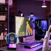 Veraart Kişiye Özel Işıklı Kulaklık ve Telefon Standı Pleksi Oyuncu Kulaklığı ve Telefon Tutucu - 7