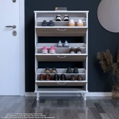 Modilayn VARBİ Antre Hol 72 x 127 x 25,5 cm lik 3 Düşer Kapak 6 Göz Raf Bölmeli Ayakkabılık - 3