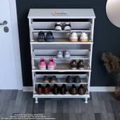 Modilayn VARBİ Antre Hol 72 x 127 x 25,5 cm lik 3 Düşer Kapak 6 Göz Raf Bölmeli Ayakkabılık - 4
