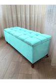 Lüks Çizgi Kapitoneli Sandıklı Puf Bench 120 cm CevizAyak - 1