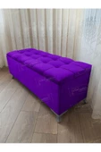 Çizgi Kapitoneli Sandıklı Puf  110 cm Gümüş Ayak - 1