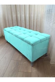 Çizgi Kapitoneli Sandıklı Puf  110 cm Gümüş Ayak - 1