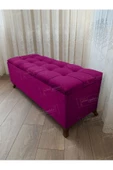 Lüks Çizgi Kapitoneli Sandıklı Puf Bench 120 cm CevizAyak - 1