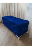 Çizgi Kapitoneli Sandıklı Puf  100 cm Beyaz Ayak - 1