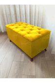 Lüks Sandıklı Kapitoneli Ayakucu Puf Bench 90 cm Ceviz Ayak - 1