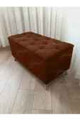 Lüks Sandıklı Kapitoneli Ayakucu Puf Bench 90 cm Gümüş Ayak - 1
