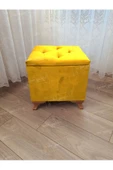 Lüks Sandıklı Tabure Puf 45 x 45 cm Ceviz Ayak - 1