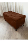 Lüks Sandıklı Kapitoneli Ayakucu Puf 120 cm Siyah Ayak - 1