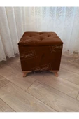 Lüks Sandıklı Tabure Puf 45 x 45 cm Ceviz Ayak - 1