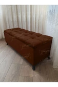 Lüks Çizgi Kapitoneli Sandıklı Puf Bench 120 cm Siyah Ayak - 1