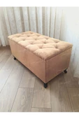 Lüks Sandıklı Kapitoneli Ayakucu Puf Bench 110 cm Siyah Ayak - 1